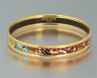 Hermes Enamel Dans Un Jardin Anglais Bangle Bracelet