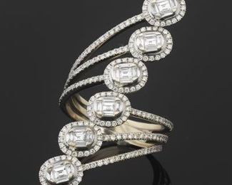 Impressive Ladies Gold and Diamond Bypass Ring 