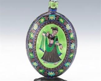 Indian Sterling and Enamel Perfume Bottle