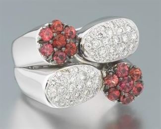 Italian Diamond and Spinel Ring 