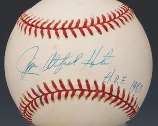 Jim Catfish Hunter HOF 1987 Autographed Baseball