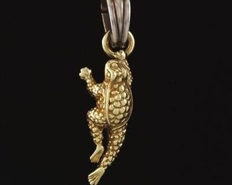 Kiesselstein Cord Gold and Sterling Silver Frog Pendant 