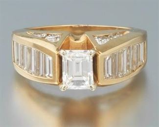 Ladies 1 ct Emerald Cut Diamond Center Ring 