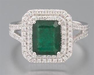 Ladies 2.15 ct Emerald and Diamond Ring 