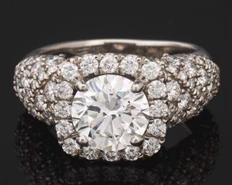 Ladies 2.07 ct E VS1 Center Diamond in DiamondSet Ring, GIA Report 