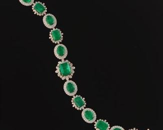 Ladies 20.41 ct Emerald and Diamond Bracelet 