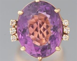 Ladies Amethyst and Diamond Ring 