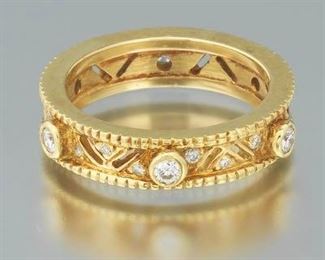 Ladies Byzantine Revival Gold and Diamond Band 