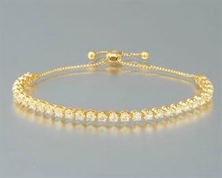 Ladies Diamond Tennis Bracelet with Adjustable Slider Clasp 