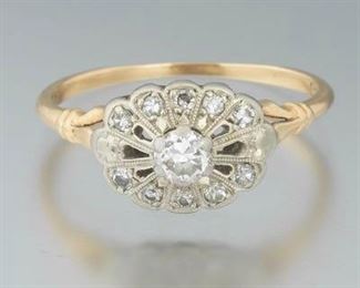 Ladies Edwardian Gold and Diamond Ring 