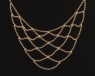 Ladies Elegant Italian Gold Lattice Diamond Cut Design Necklace 