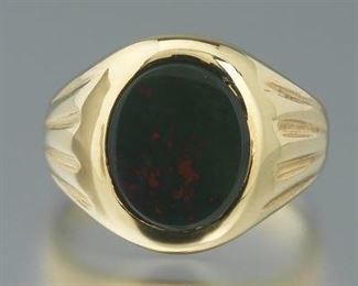 Ladies Gold and Bloodstone Ring 