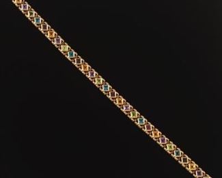 Ladies Gold and Colored Gemstone Bracelet 