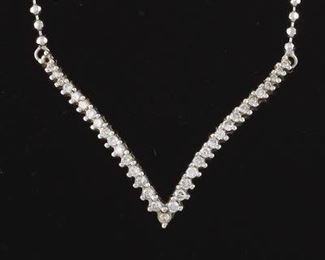 Ladies Gold and Diamond V Necklace 