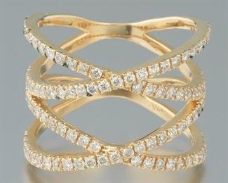 Ladies Gold and Diamond XX Design Ring 