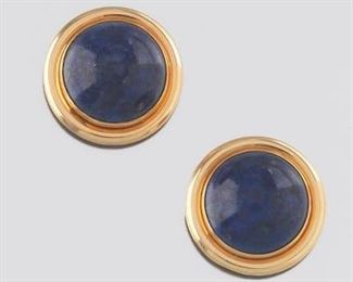 Ladies Gold and Lapis Lazuli Pair of Earrings 