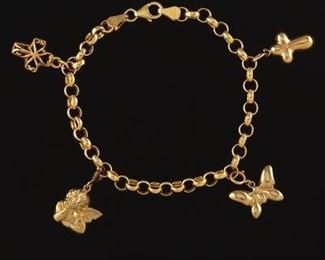 Ladies Gold Charm Bracelet 