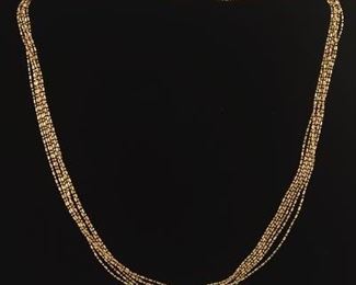 Ladies Gold Diamond Cut Design MultiStrand Necklace 