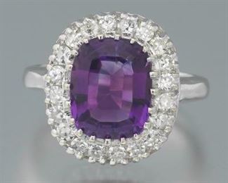 Ladies Gold, Amethyst and Diamond Cocktail Ring 
