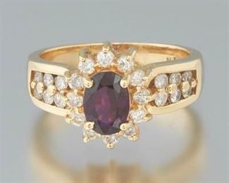 Ladies Gold, Ruby and Diamond Ring 