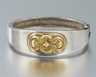 Ladies Ilias Lalaounis Sterling and Gold Bangle 