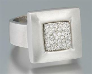 Ladies Italian Gold and Diamond Fashion Ring 