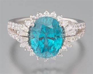 Ladies Natural Zircon and Diamond Ring 