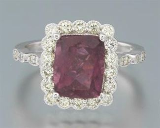 Ladies Pink Tourmaline and Diamond Ring 