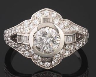 Ladies Platinum and 1.01 Carat Diamond Ring, AIGL Report 