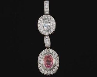 Ladies Platinum, Padparadscha Sapphire and Diamond Pendant 