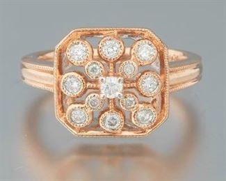 Ladies Rose Gold and Diamond Ring 