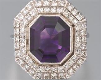 Ladies Siberian Amethyst and Diamond Ring 