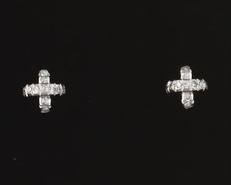 Ladies Tiffany Style Pair of X Ear Studs 