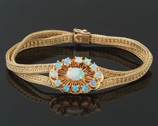 Ladies Victorian Style Gold and Opal Bracelet 