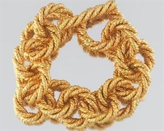 Ladies Vintage Italian Gold Jumbo Rope Link Bracelet 