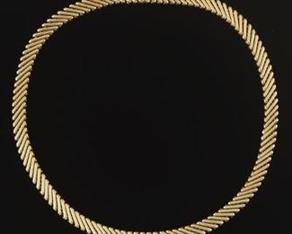 Ladies Vintage Italian Gold Spiral ZigZag Bar Link Necklace 