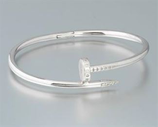 Ladies White Gold and Diamond Bypass Bangle 