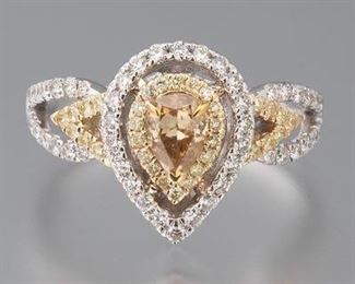 Ladies Yellow Diamond and White Diamond Ring, IAS Report 