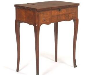 Louis XV Style FlipTop Mahogany Marquetry Dressing Table 