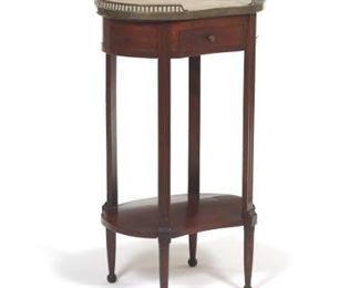 Louis XVI Mahogany and Marble Top Kidney Shape Occasional Table 