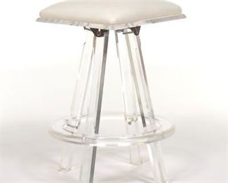 MCM Lucite and Leather Stool 
