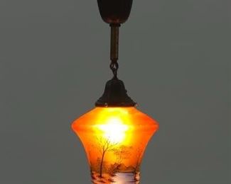 Painted Glass Hanging Lamp