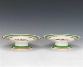 Pair of Antique Spode Porcelain Footed Cake Plates, ca. 19th Century 