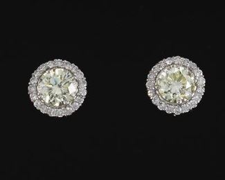 Pair of Diamond Cluster Earrings 