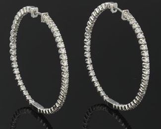 Pair of Diamond Inside Out Hoop Earrings 