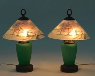 Pair of Fenton Glass Lamps