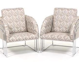 Pair of George Mergenov Lounge Chairs