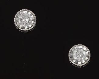Pair of Gold and Diamond Earrings 