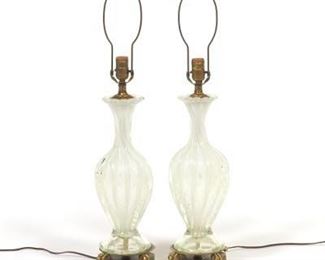 Pair of MCM Murano Glass Lamps