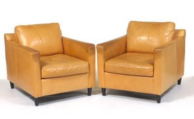 Pair of Mitchell Gold Bob Williams Leather Club Chairs 